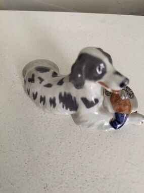 Herend White and Gray Hunting Dog, Hand Painted